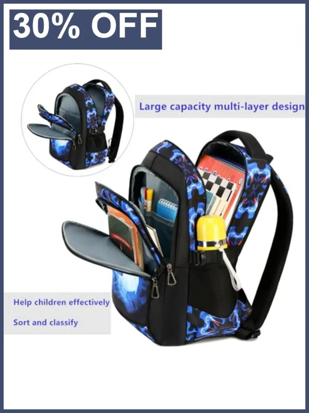 Boys Backpack Kids Bookbag Durable Elementary Middle School Bags Soccer 18in